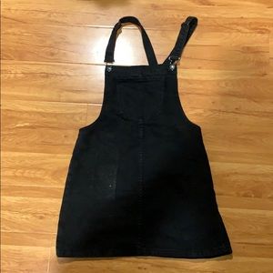 black denim overall skirt